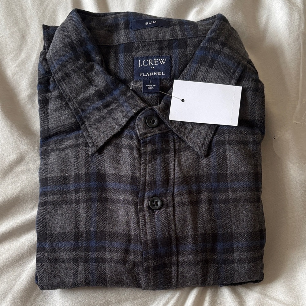 J.Crew Charcoal and Navy Plaid Shirt